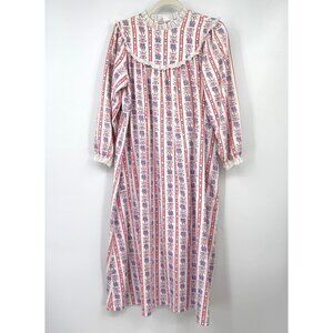 Eddie Bauer Lanz of Salzburg Womens Vintage Floral Stripe Nightgown Size M L Cot